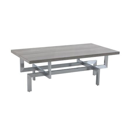 Armen Living Illusion Gray Wood Coffee Table with Brushed Stainless Steel Base LCILCOBSGR